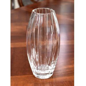 Vintage Spiegelau German Crystal Vase Vertical Panel Cut Lead Crystal Ovoid